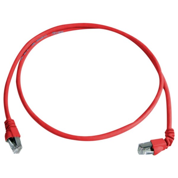 Telegärtner 100008014 RJ45 sieťové káble, prepojovacie káble CAT 6A S/FTP 0.5 m červená samozhášavý, s priechodkou chrániacou proti zlomeniu 1 ks; 100008014
