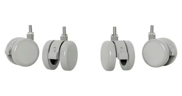 Leitz kolieska pre elektrický stôl Ergo šedá / Kolieska k stolu / priemer 40 mm / skrutka M8 / 4 ks/bal (53740085)