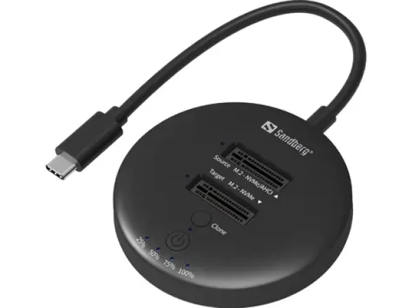 Sandberg USB3.2 Cloner Dock for NVMe M.2 SSD / čítanie + zápis + klonovanie NVMe SSD