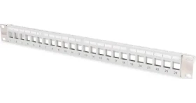 Digitus Modular 24 portov šedá / Patch panel / 1U / Cat5e/Cat6/Cat6a / transparentné popisky (DN-91410-LF)