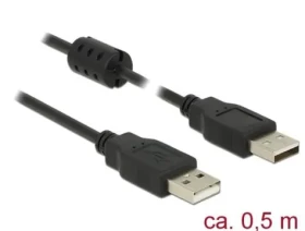 DeLock Kábel USB 2.0 A (M) - USB 2.0 A (M) 0.5m čierna (84888)