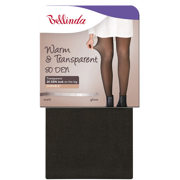 Dámske teplé pančuchy 80 DEN WARM & TRANSPARENT 80 DEN - BELLINDA - čierna M
