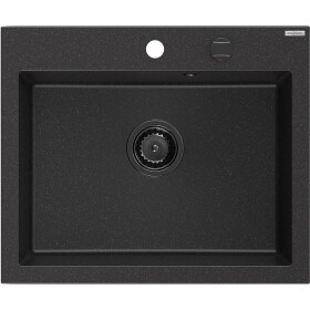 MEXEN/S MEXEN/S - Elix granitový drez 1-miska 600 x 500 mm, čierna/strieborná metalík, sifón čierna 6525601005-73-B