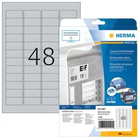 Herma výrobné štítky A4 45,7x21,2 mm strieborné / Etikety / Fólie / 1200 ks / Trvale lepiace / Vodeodolné (4221)