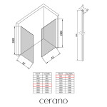 CERANO - Sprchová zástena Walk-in Crystal TL/P - 10 mm - bezvzperový systém - čierna matná, grafitové sklo - 130x90x200 CER-8050BD80778