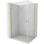 MEXEN/S - Mist-B Duo sprchovací kút dvere krídlové 85 x 70, transparent, zlato kartáčovaná 8A2-085-070-55-00