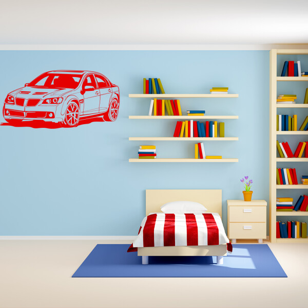 Veselá Stena Samolepka Pretekárske auto Farba: červená, Veľkosť: 100 x 50 cm