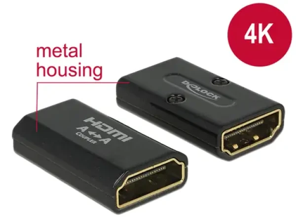 DeLock Adaptér HDMI s Ethernetom – HDMI-A samica HDMI-A samica čierna / 4K / High Speed / dopredaj (65659-D)