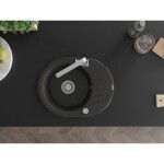 MEXEN/S MEXEN/S - Kevin granitový drez s odkvapkávačom vrátane batérie Rita, čierna/zlatá metalik 6517-75-670300-00