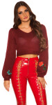 Sexy KouCla Crop knit sweater with patches Einheitsgroesse