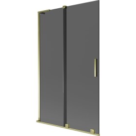 MEXEN/S - Velar L dvojkrídlová posuvná vaňová zástena 110 x 150, grafit, zlatá 896-110-003-41-50