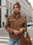 Dámska semišová bomber bunda svetlohnedá FashionStreet TY5644 S