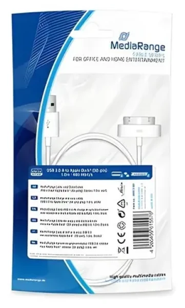 MediaRange USB-A - Apple 30-pin biela / Dátový a nabíjací kábel / 1 m / USB 2.0 (MRCS181)