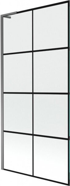 MEXEN/S - Next L vaňová zástena FIX 90 x 150, čierna vzor, grafit metal 895-090-000-03-77-95