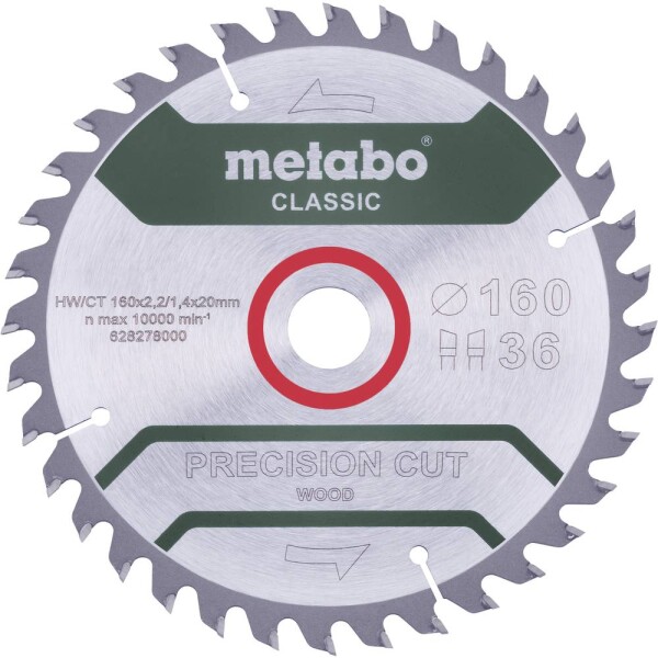 Metabo PRECISION CUT WOOD CLASSIC 628278000 pílový kotúč 160 x 20 x 1.4 mm Počet zubov (na palec): 36 1 ks; 628278000