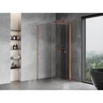 MEXEN/S - Mist-F sprchovací kút skladacie dvere pravá 80 x 80, transparent, meď kartáčovaná 8A6T-080-080-65-00-P