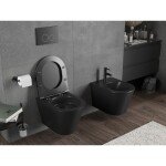 MEXEN - Rico Závesná WC misa Rimless Tornado, čierna mat 3372XX85T
