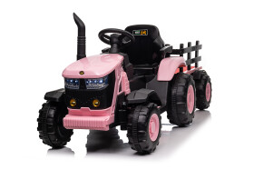 Mamido Mamido Detský elektrický traktor s vlečkou 12V 7Ah ružový