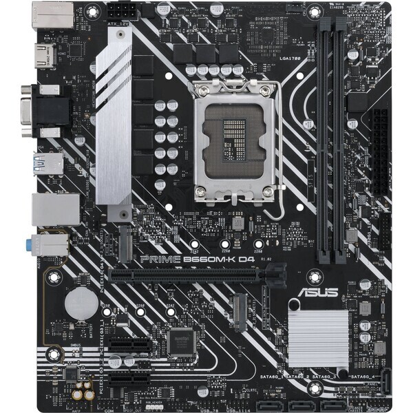 ASUS PRIME B660M-K D4 / B660 / LGA 1700 / 2x DDR4 / PCIEx16 / 1x GLAN / micro-ATX (90MB1950-M0EAY0)