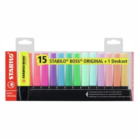 STABILO® BOSS ORIGINAL - 15 ks deskset - 9 neónových a 6 pastelových farieb (7015-01-5)