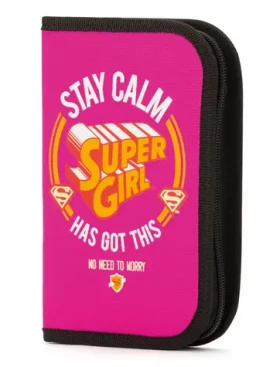 Presco Group Školský peračník Supergirl - STAY CALM / 21x13x3 cm (A-4453)
