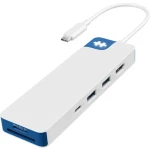 Targus HyperDriveFlex 8 Port USB-C Hub modro-biela / HDMI / 2x USB / USB-C 100 W PD / 3.5 mm jack / SD micro SD (HD4102BUGL)