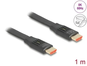 DeLock Ultra vysokorýchlostný plochý HDMI kábel 1 m / Kábel HDMI / Ploché prevedenie / 48 Gbps / 8K 60Hz (81001)