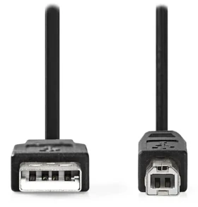 Nedis kábel USB 2.0 AB čierny / Kábel USB / USB-A - USB-B / k tlačiarni / 1 m (CCGL60100BK10)