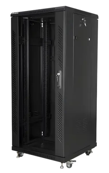Lanberg 27U/600x600 čierny / Stojanový rozvádzač / 19" / Flat pack (FF01-6627-12B)