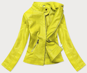 Žltá dekoratívna bunda z ekokože (G85) odcienie żółtego L (40)