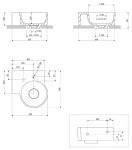 OMNIRES - OVO M+ umývadlo na dosku/závesné - ľavé, 33 x 34 cm, biele lesk; OVO335UWLBP
