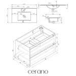 CERANO - Kúpeľňová skrinka Carole + keramické umývadlo Todo - čierna matná - 81x50x46,5 CER-476327