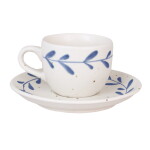 Strömshaga Kameninová šálka s podšálkou Viola Leaf Blue