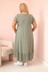 Dámske plus size šaty s krátkymi rukávmi a volánom z ľahkej viskózy v khaki farbe UNI