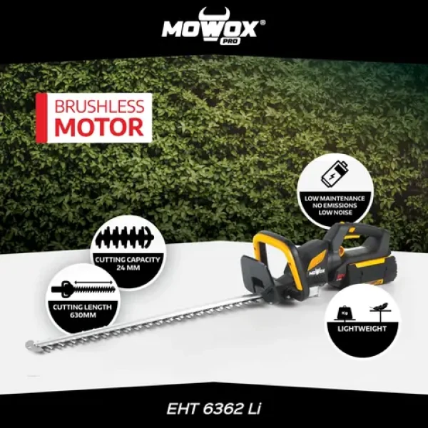 MoWox EHT 6362 Li Excel Series / Aku nožnice na živý plot / 62V / Otočná rukoväť / Dĺžka lišty 63 cm / bez aku a nabíjačky (EHT 6362 Li)