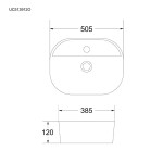 Mereo Umývadlo na dosku bez prepadu, Lota, 505x385x120 mm, keramické UC513912O