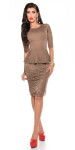 Sexy KouCla shift dress with peplum lace salmon