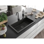 MEXEN/S MEXEN/S - Elix granitový drez 1-miska 800 x 500 mm, čierna/zlatá metalik, sifón čierna 6527801005-75-B
