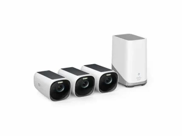 Anker Eufy S330 biela / Vonkajšia IP kamera so solárnym nabíjaním / 3x kamera + jednotka HomeBase 3 / 4K (T88723W1)
