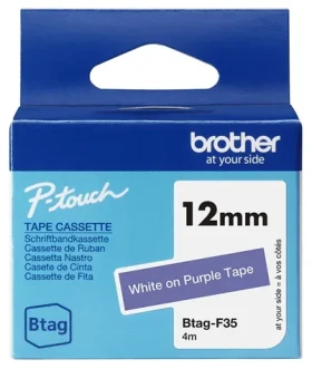 Brother BTAG-F35 páska biela / fialový podklad / šírka 12mm / 4M (BTAGF35)