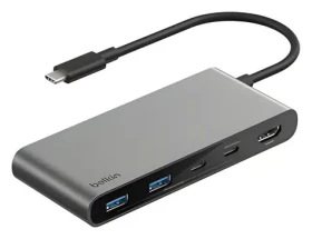 Belkin CONNECT USB-C Hub strieborná / Hub / 7v1 / 2x USB-C (AVC023HQSGY)