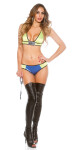 Sexy 2pieces in police look with handcuffs neonyellow Einheitsgroesse