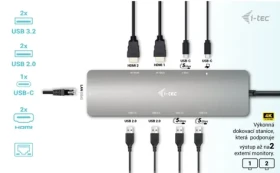 I-TEC USB-C Metal Nano 2x HDMI / Dokovacia stanica / PD 100W / 2x USB 3.2 2x USB 2.0 1x USB-C / LAN (C31NANOHDM2DOCPD)