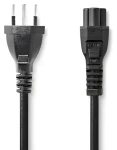 Nedis Napájací kábel CH - IEC-320-C5 čierna / Napájací kábel / 2 m / Švajčiarska zástrčka trojlístok (CEGL11220BK20)