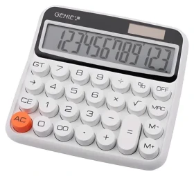 Genie 612W biela / Kalkulačka / stolný / 12miestna / LCD displej / solárne a batériové napájanie (12776)