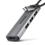 Axagon HMC-H3A, USB 5Gbps húb, 3x USB-A, HDMI 4k/30Hz, kábel USB-C 15cm (HMC-H3A)