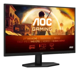 27" AOC Gaming 27G42E čierna / Monitor / Fast IPS / 1920x1080 / 16:9 / 180Hz / 1ms / 1000:1 / 300cd-m2 / HDMI + DP / VESA (27G42E)