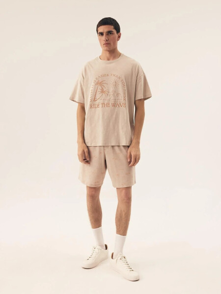 Pánske pyžamo Core 42604 02X Béžový vzor - Henderson XL béžová-potisk