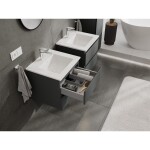 MEXEN/S - Orio kúpeľňová skrinka 50 cm s umývadlom Otis, 2 zásuvky, grafit mat/biela mat 91A10-05047-2-BFF66-W18M01