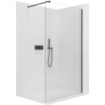 CERANO - Sprchová zástena Walk-in Onyx Cube Ľ/P - 8 mm - hranatá vzpera - čierna matná, transparentné sklo - 160x200 CER-8050BD678